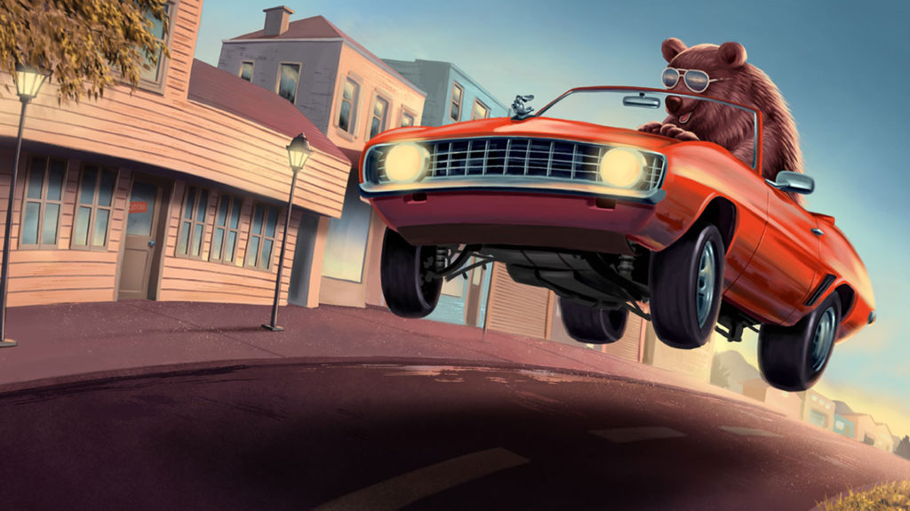 game where bears drive cars police